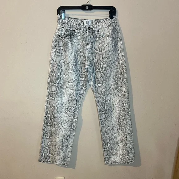 BDG Gray Snake Print Straight Leg Jeans - Picture 2 of 6